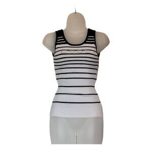 Bebe Swarovski Crystal logo Sweater Tank! White/Black, SMALL, EUC!